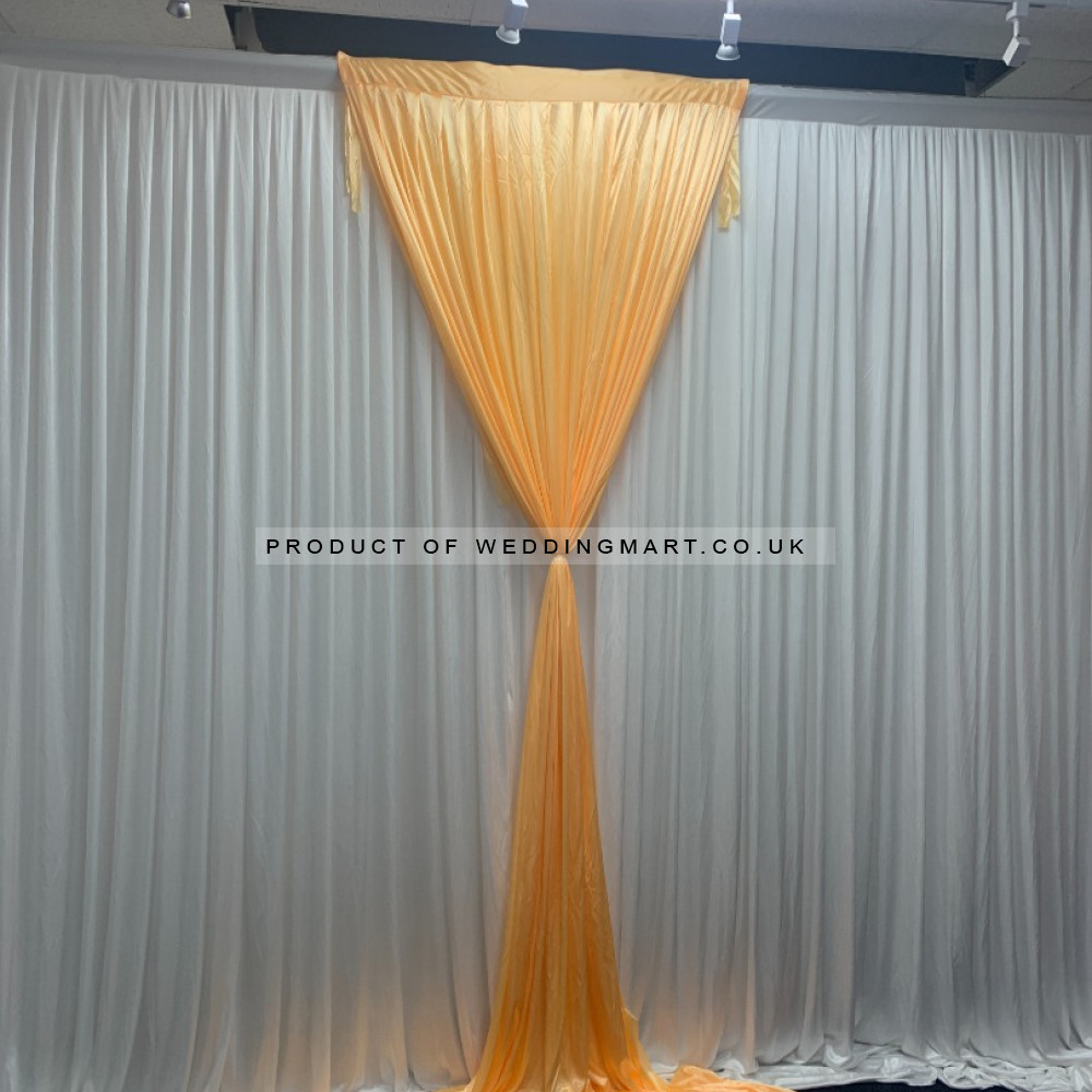 1m (w) x 4m (h) Silk Wedding Backdrop Overlay Panel - Peach – Wholesale Silk Overlays for Wedding Decorators | WeddingMart