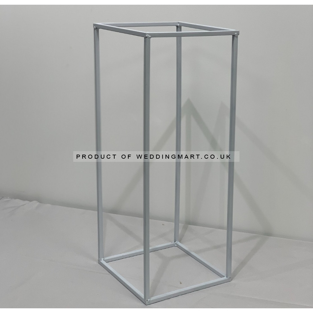 60cm Budget Rectangular Metal Centrepiece Stands - WHITE