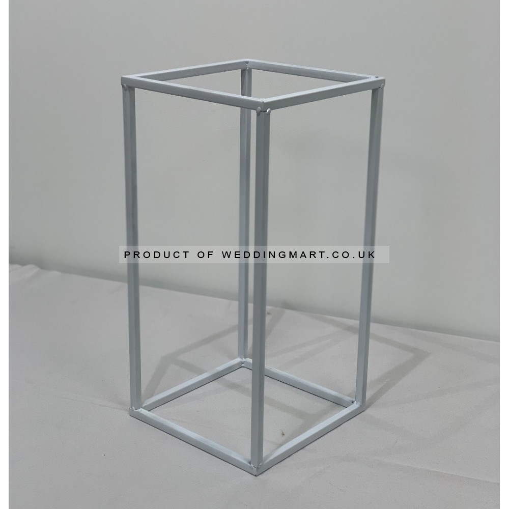 40cm Budget Rectangular Metal Centrepiece Stands - WHITE