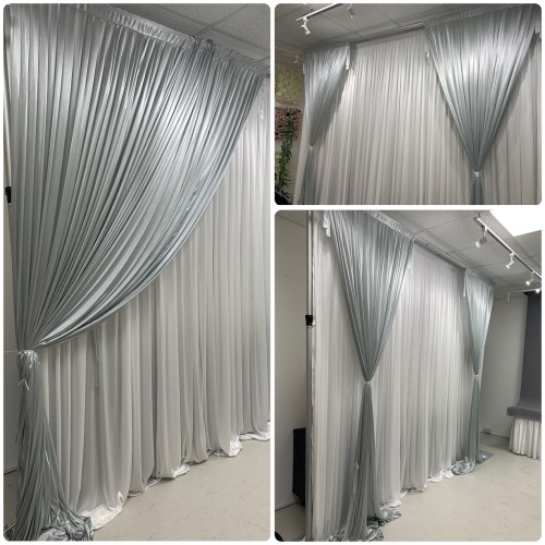 1m (w) x 4m (h) Silk Wedding Backdrop Overlay Panel - Silver