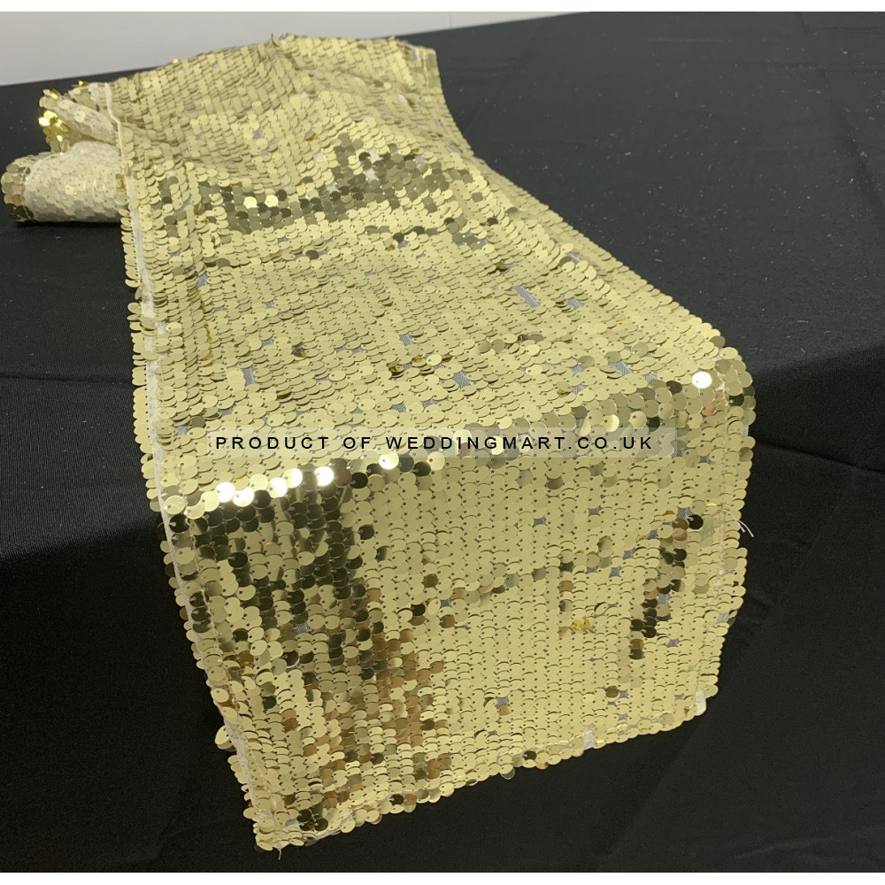 Big Payette Sequin Wedding Table Runner - GOLD