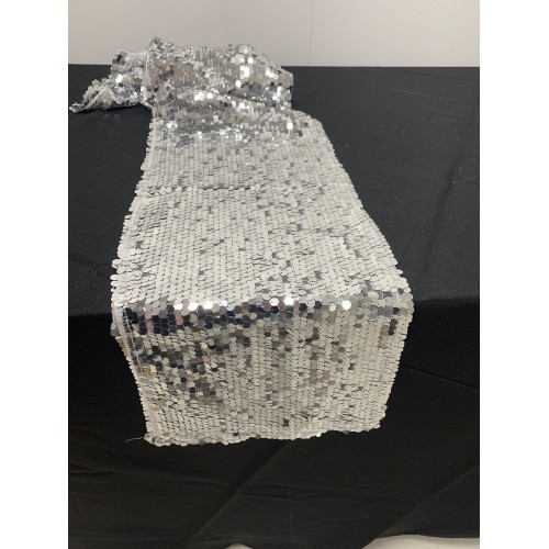 Big Payette Sequin Wedding Table Runner - SILVER
