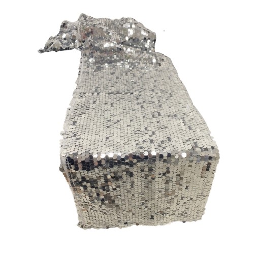 Big Payette Sequin Wedding Table Runner - SILVER