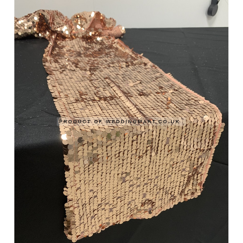 Big Payette Sequin Wedding Table Runner - ROSE GOLD