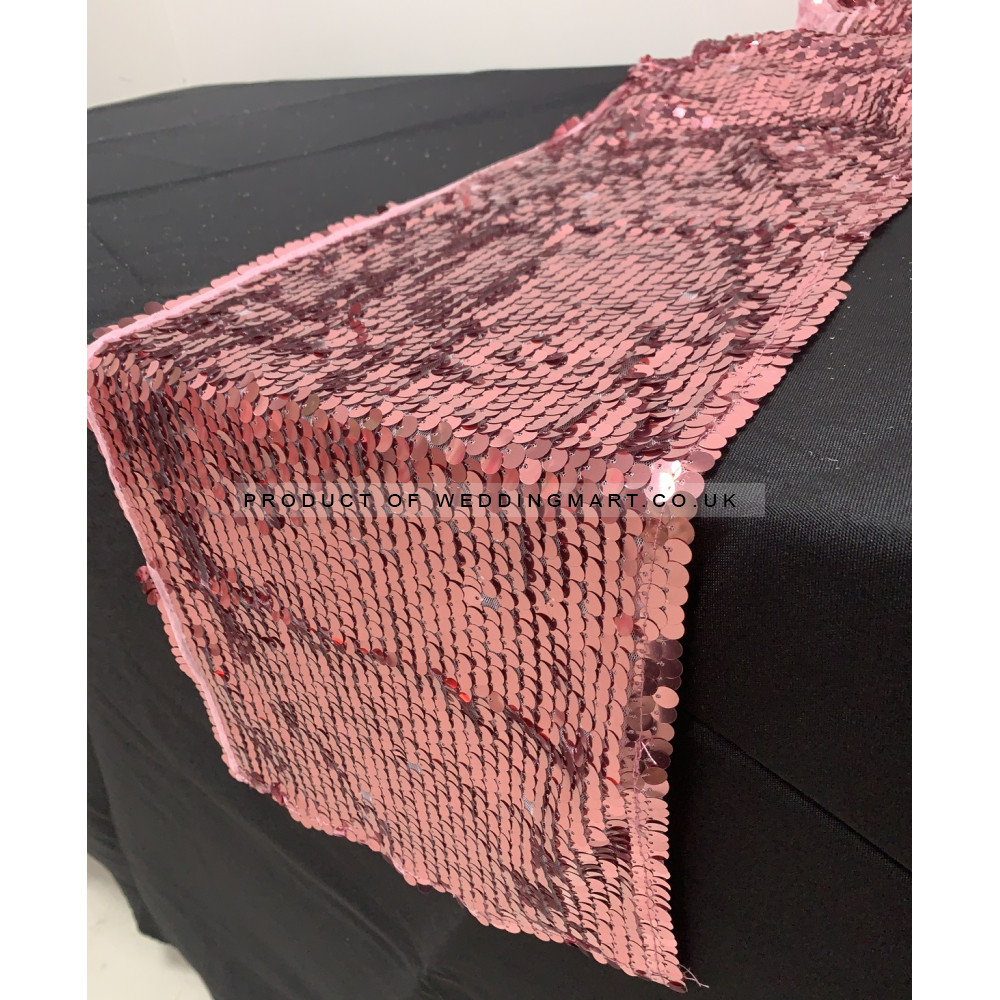 Big Payette Sequin Wedding Table Runner - DUSTY PINK