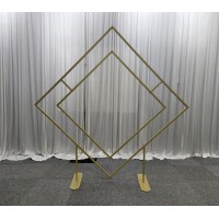 Diamond Shaped Wedding Backdrop Stand Metal Floral Arch - GOLD