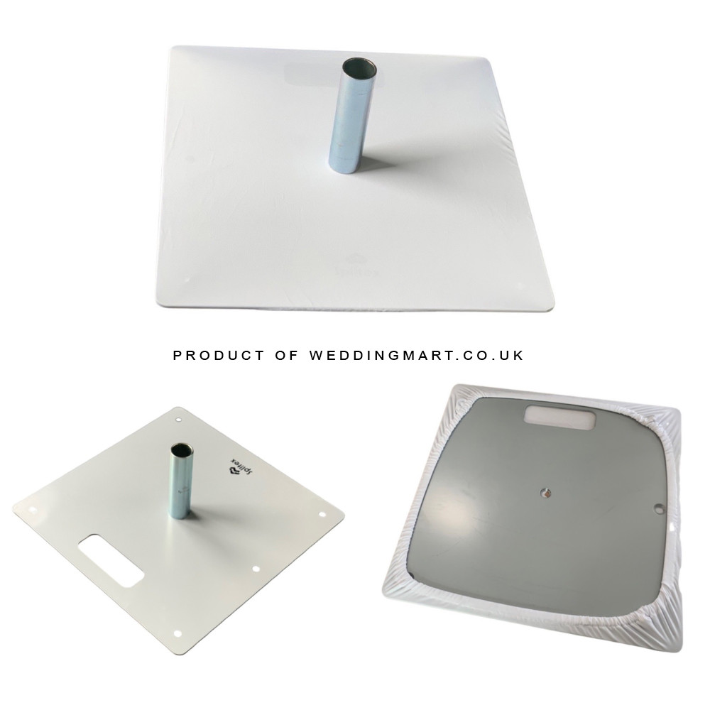 Stretch Fit Pipe and Drape Base Plate Cover - White – Wholesale Pipe and Drape Accessories for Wedding Decorators | WeddingMart