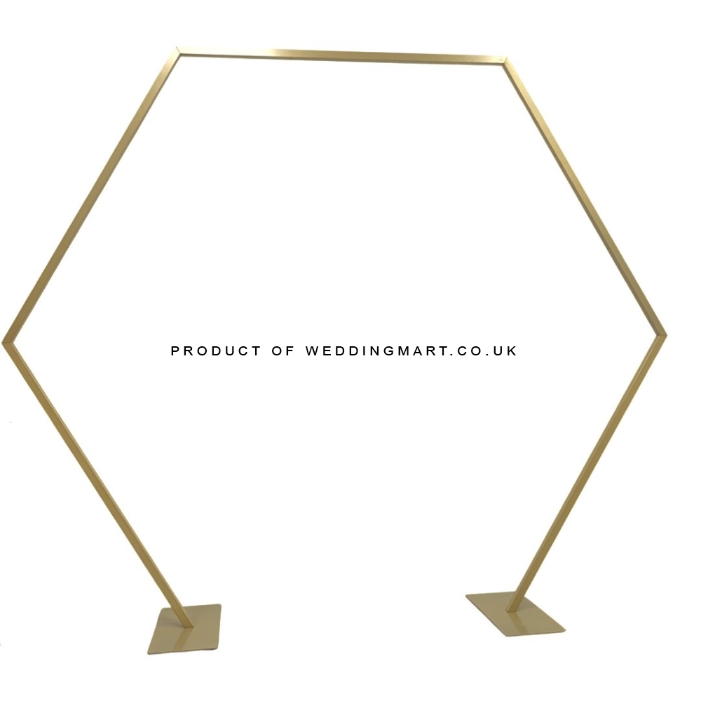 280cm Hexagonal Geometric Wedding Arch Frame - GOLD