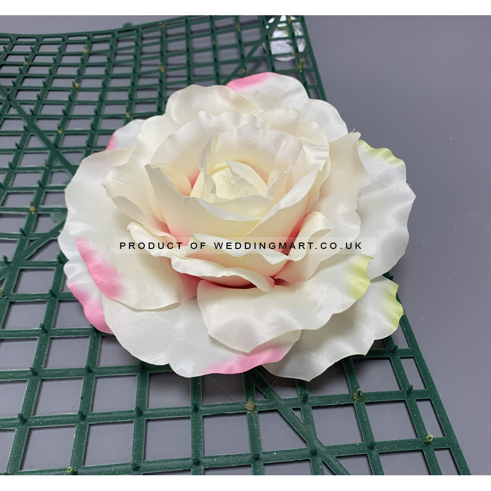 20cm XL Giant Satin Rose Head - PINK & IVORY