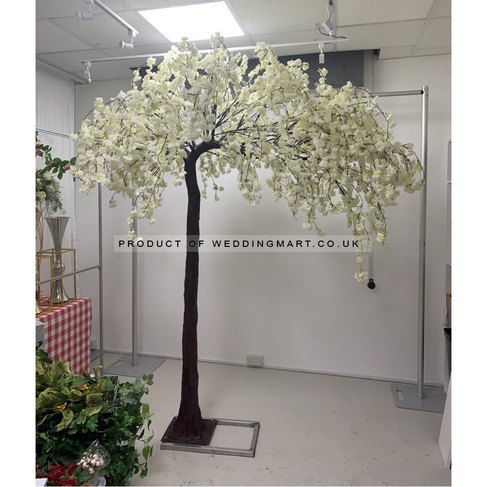 250cm Artificial Weeping Cherry Blossom Canopy Tree - IVORY