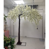 250cm Artificial Weeping Cherry Blossom Canopy Tree - IVORY