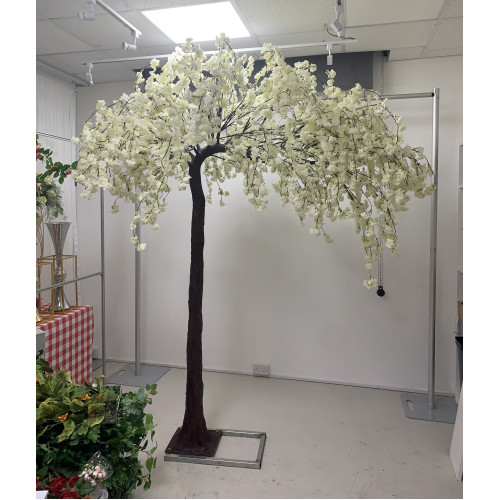 250cm Artificial Weeping Cherry Blossom Canopy Tree - IVORY