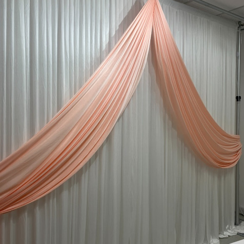 Peach butterfly wedding backdrop swag for curtains up to 6m x 3m – detachable ice silk