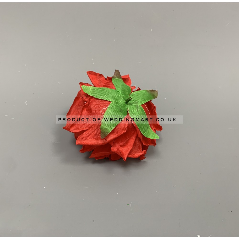 12mm Premium Quality Artificial Red Rose Heads - Pack of 12