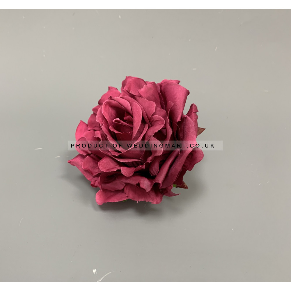 12mm Burgundy Open Rose Heads - Pack of 12