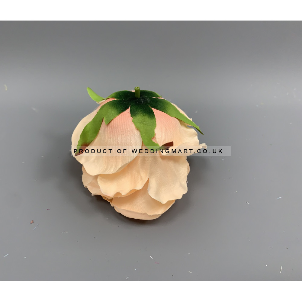 12mm Peach Open Rose Heads - Pack of 12
