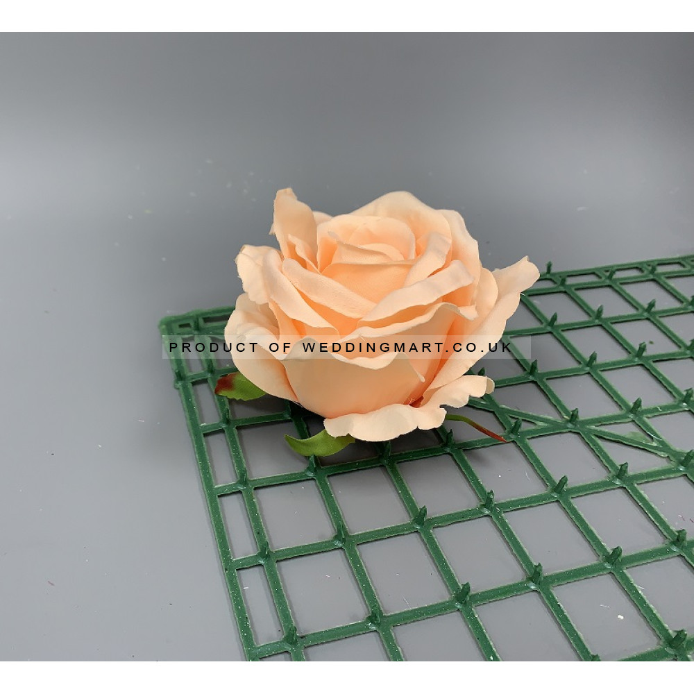 12mm Peach Open Rose Heads - Pack of 12