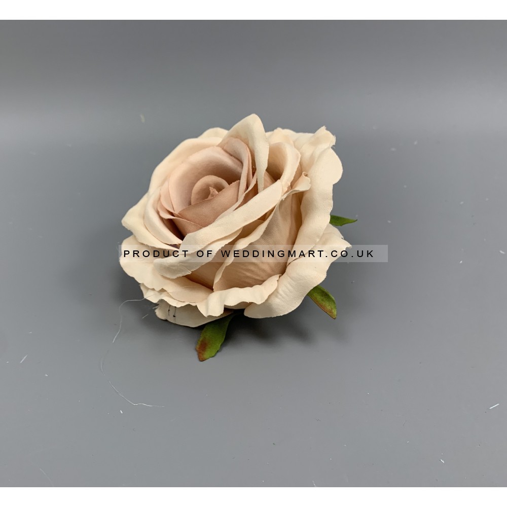 12mm Premium Quality Artificial Brown Rose Heads - - Pack of 12 