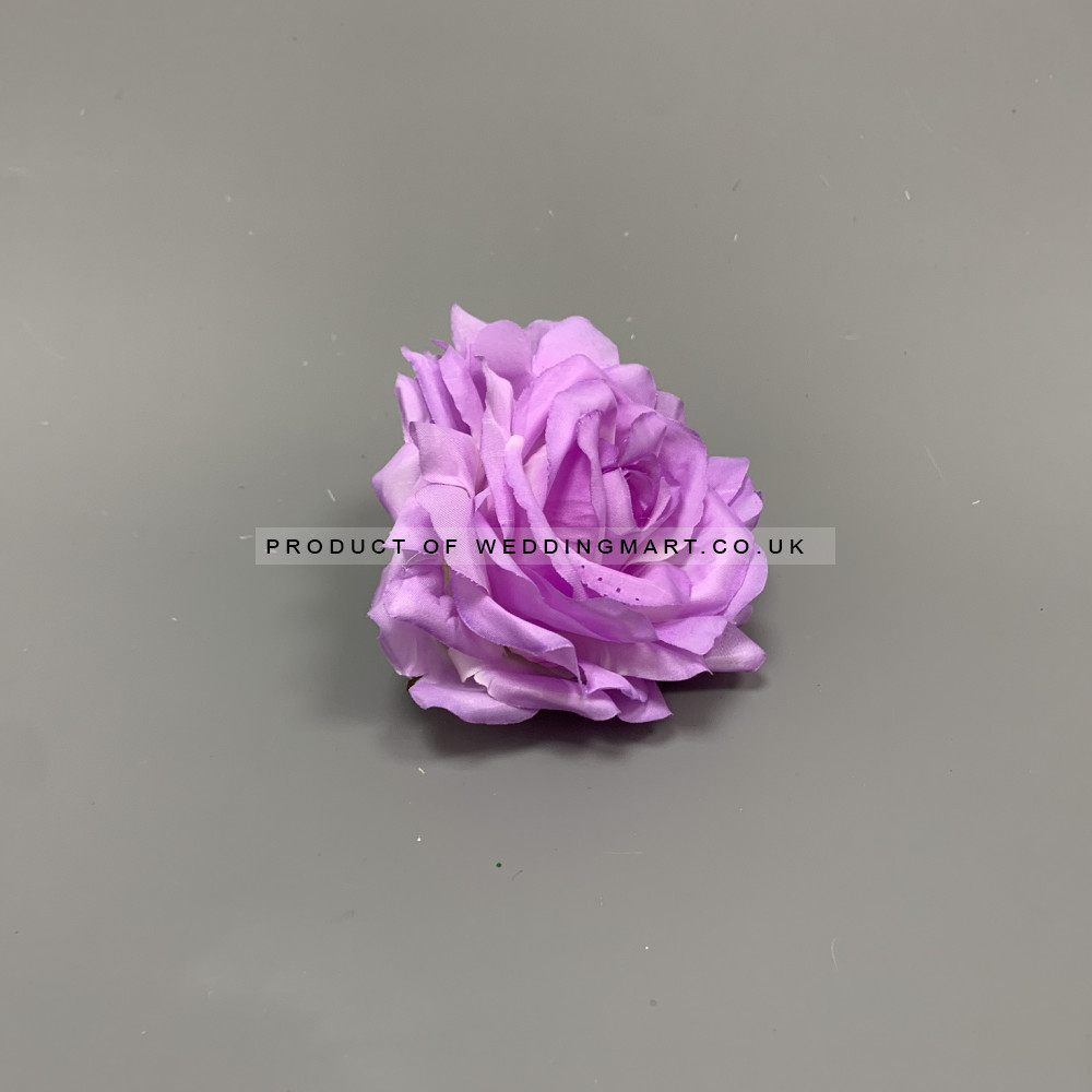 12mm Purple Open Rose Heads - Pack of 12