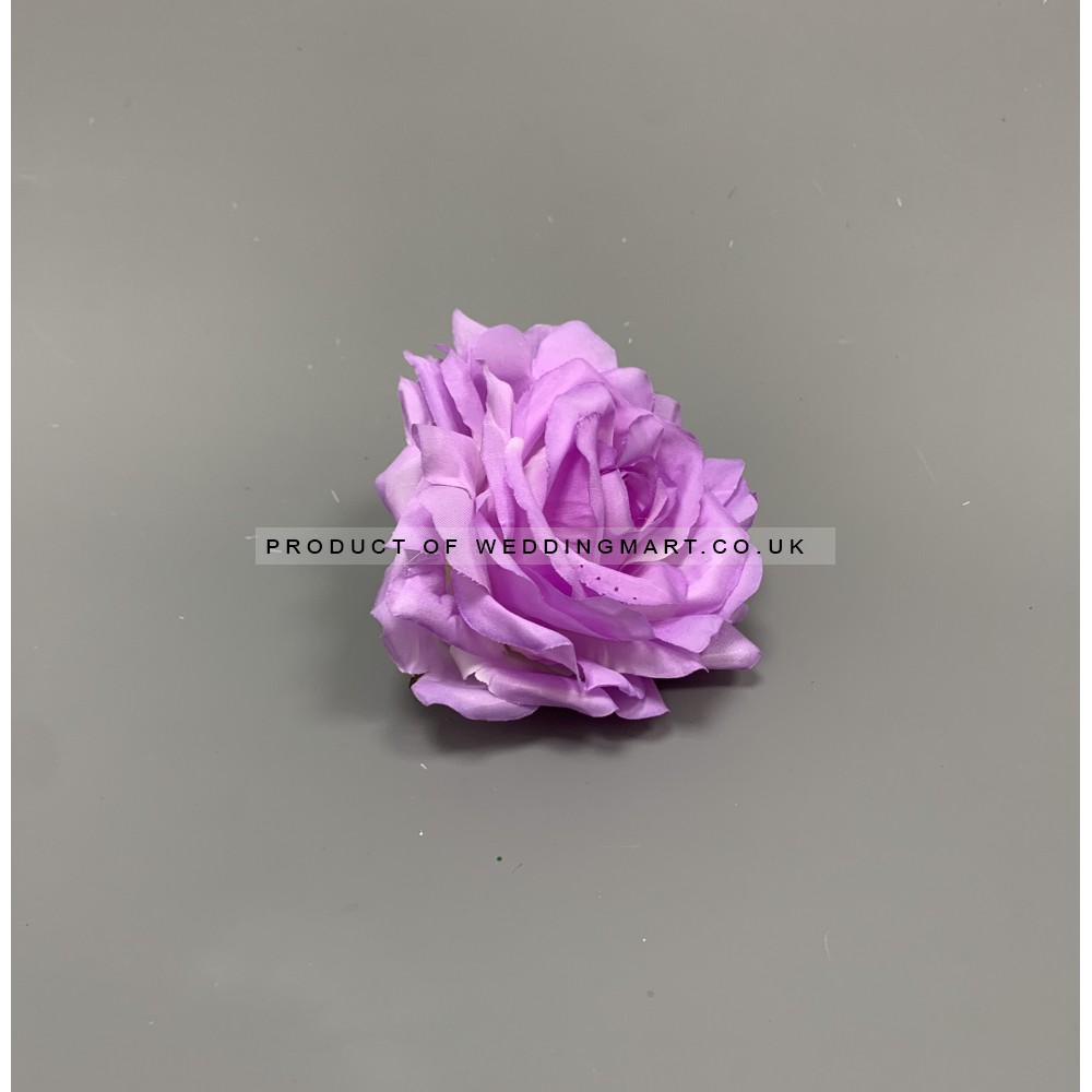 12mm Premium Quality Artificial Purple Rose Heads - Pack of 12