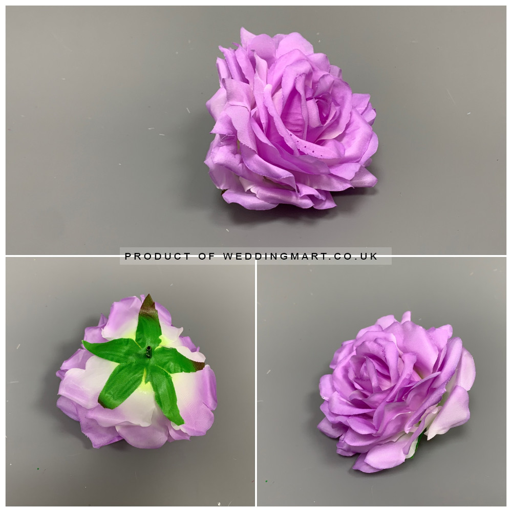 12mm Purple Open Rose Heads - Pack of 12