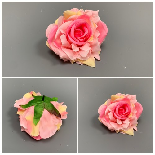 12mm Cream and Pink Open Rose Heads - Pack of 12