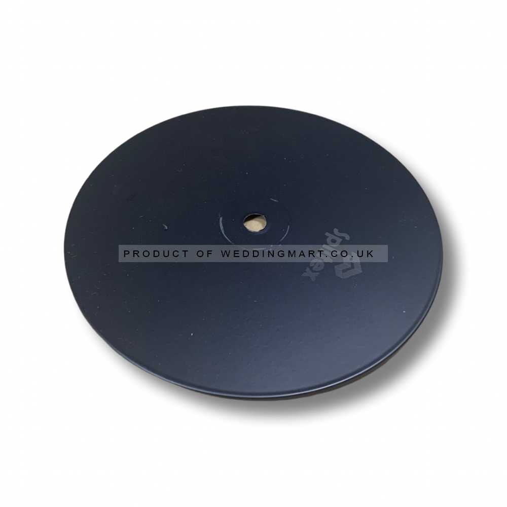20cm Black Round Metal Base Plate – Wholesale Base Plates and Spigots for Wedding Decorators | WeddingMart