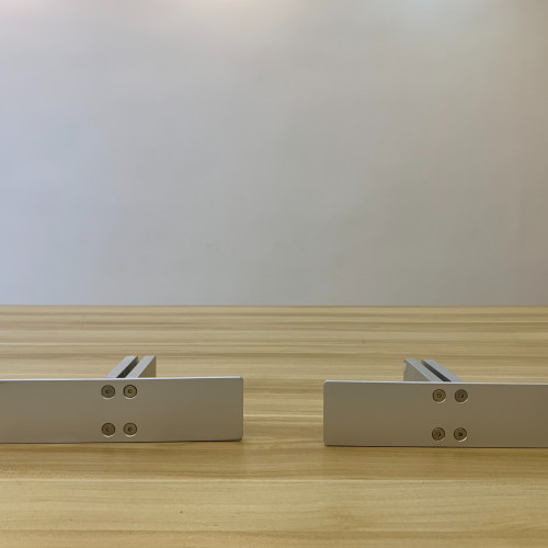 ilver aluminium freestanding table top screen holder with acrylic panel