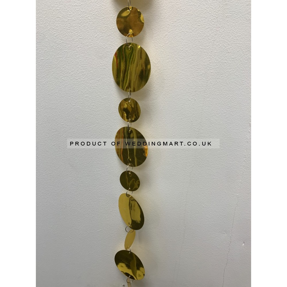 3m Mirror Beaded Garland String - Gold