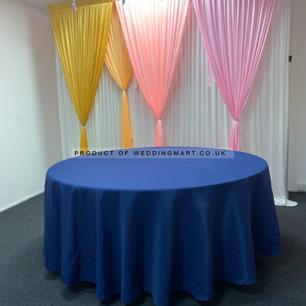 120 inch Round Polyester Table Cloths - Navy – Wholesale Polyester Tablecloths for Wedding Decorators | WeddingMart