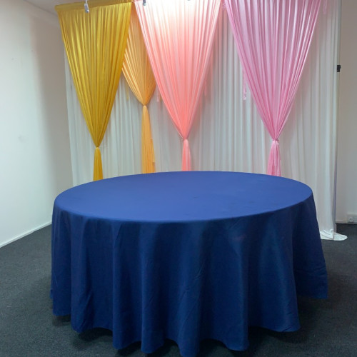 120 inch Round Polyester Table Cloths - Navy – Wholesale Polyester Tablecloths for Wedding Decorators | WeddingMart
