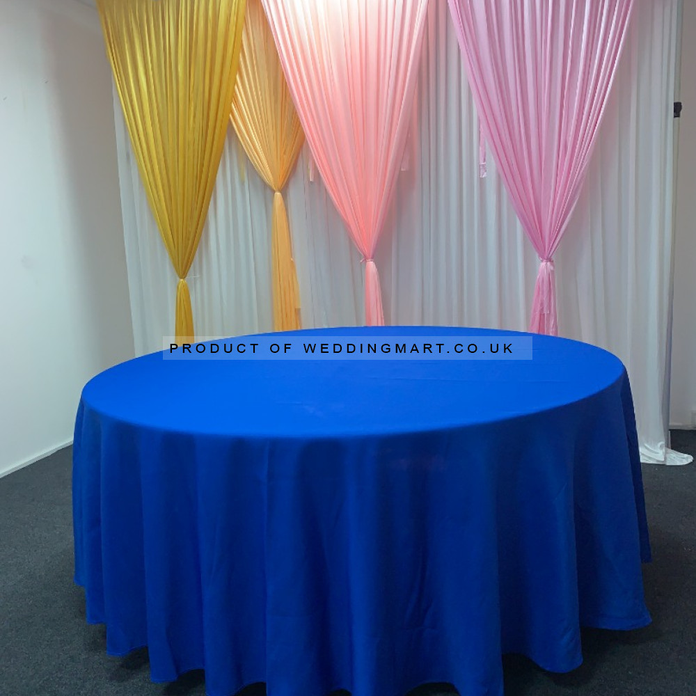 120 inch Round Polyester Table Cloths - Royal Blue – Wholesale Polyester Tablecloths for Wedding Decorators | WeddingMart