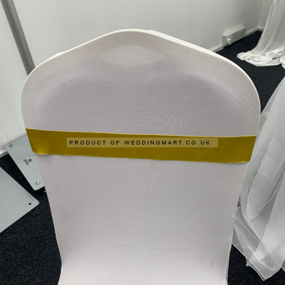Readymade Chair Bow with Buckles - Gold – Wholesale Readymade Chair Bows for Wedding Decorators | WeddingMart