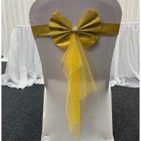 Readymade Chair Bow with Buckles - Gold
