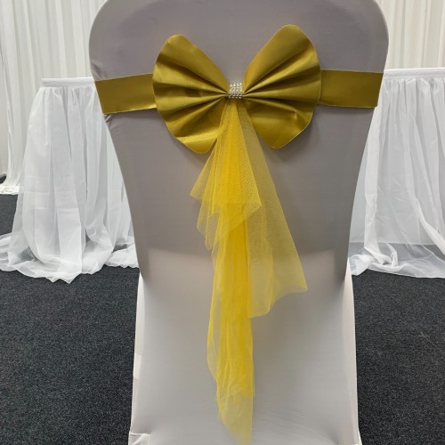 Readymade Chair Bow with Buckles - Gold
