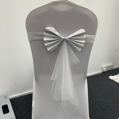 Readymade Chair Bow with Buckles - White Readymade Chair Bow with Buckles - White