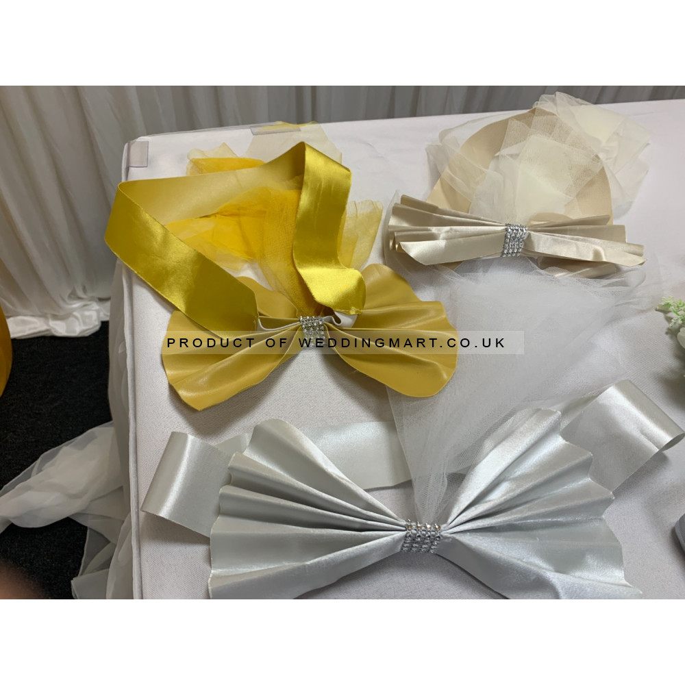 Readymade Chair Bow with Buckles - Ivory