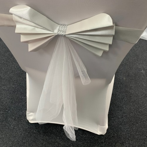 Readymade Chair Bow with Buckles - Ivory