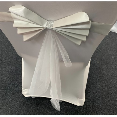 Luxury Readymade Chair Bow with Buckles - Ivory