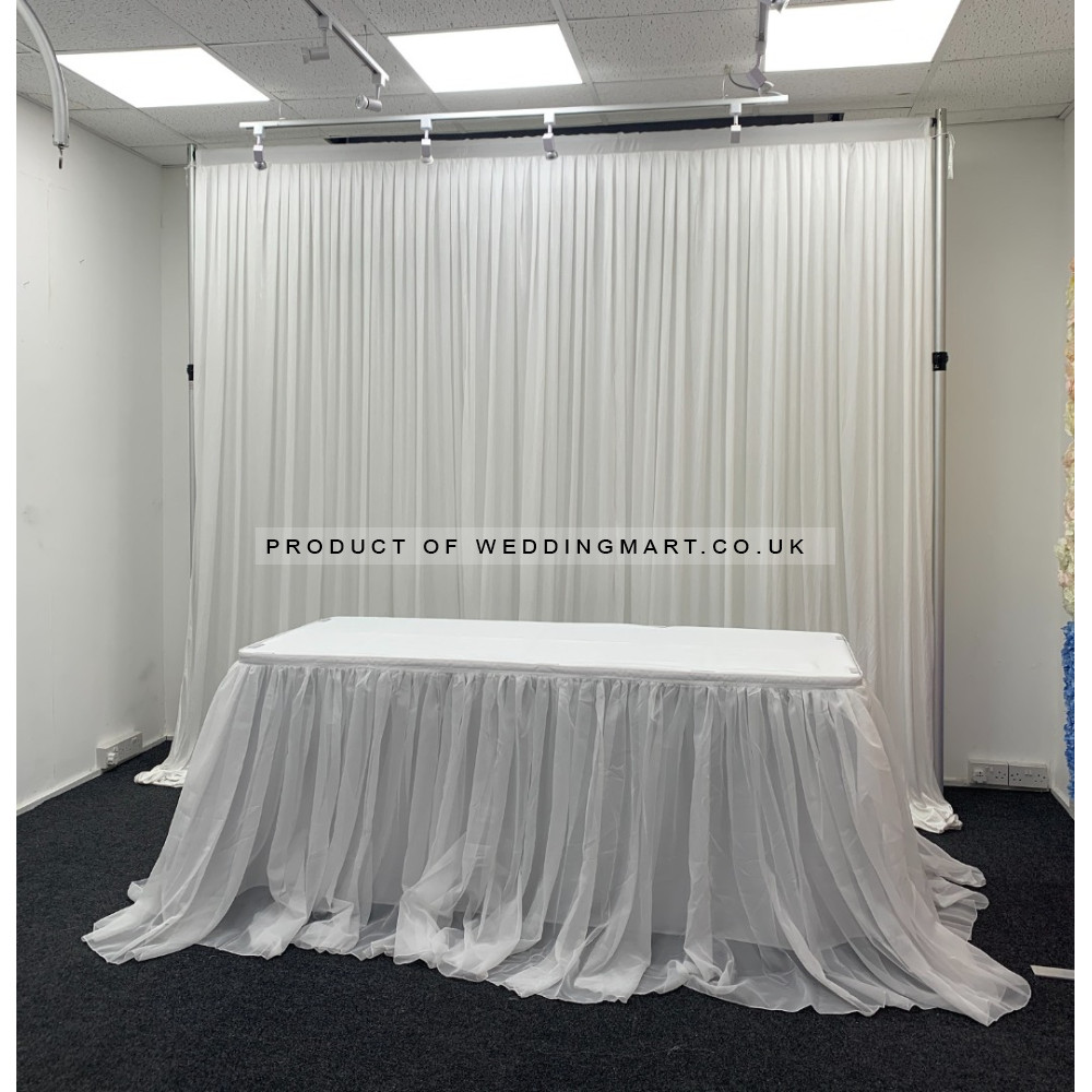 4m Luxury Voil Table Skirt - White