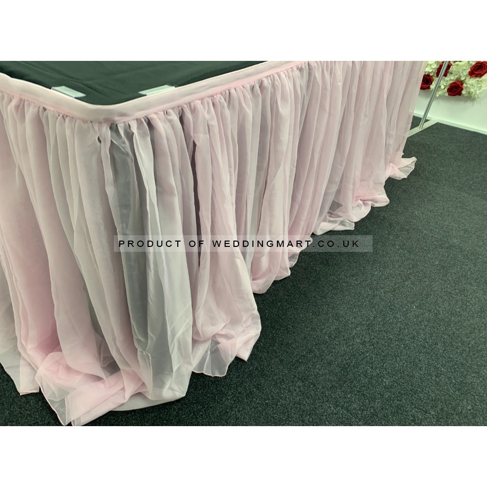 White Luxury Wedding Party Voil Table Skirt for Top table and Cake Table Decorations