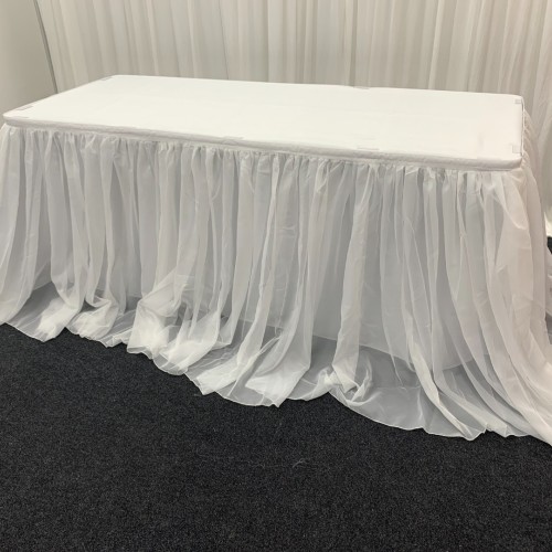 4m Luxury Voil Table Skirt - White