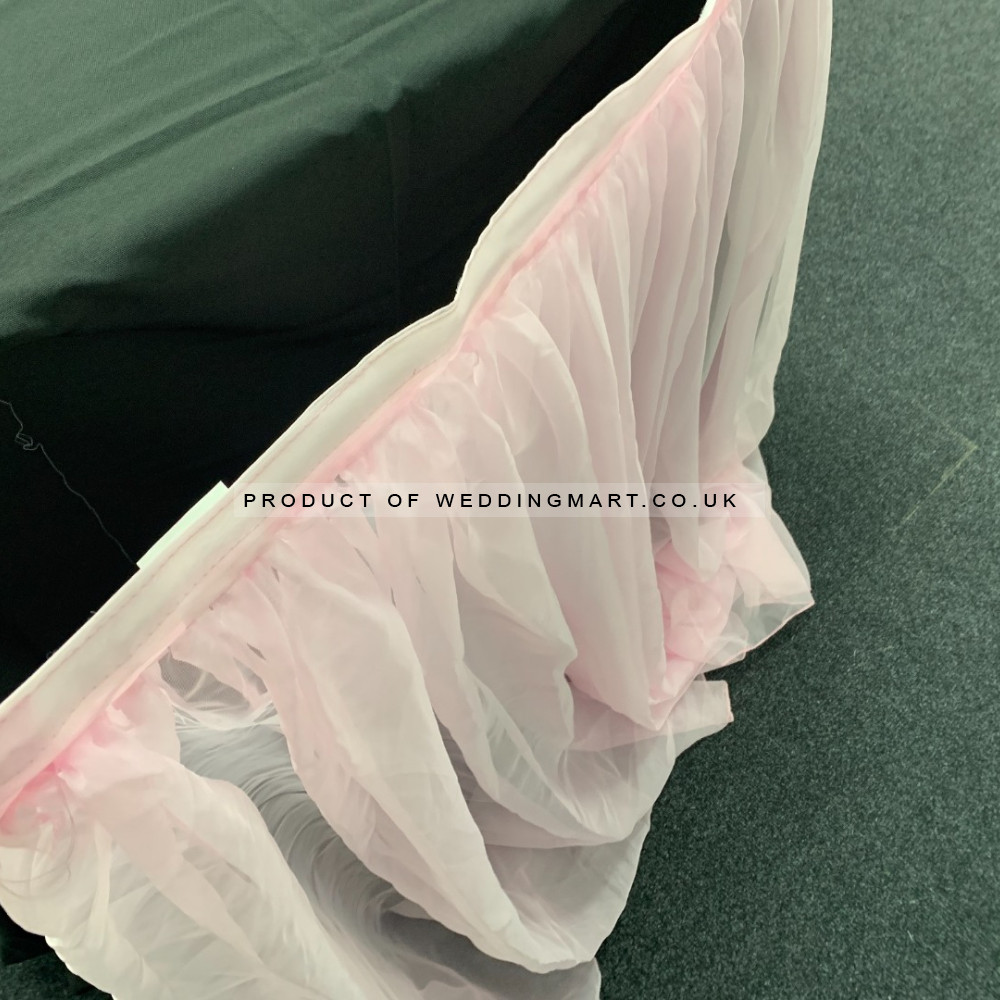 4m Luxury Voil Table Skirt - Pink – Wholesale Luxury Voil Table Skirts for Wedding Decorators | WeddingMart