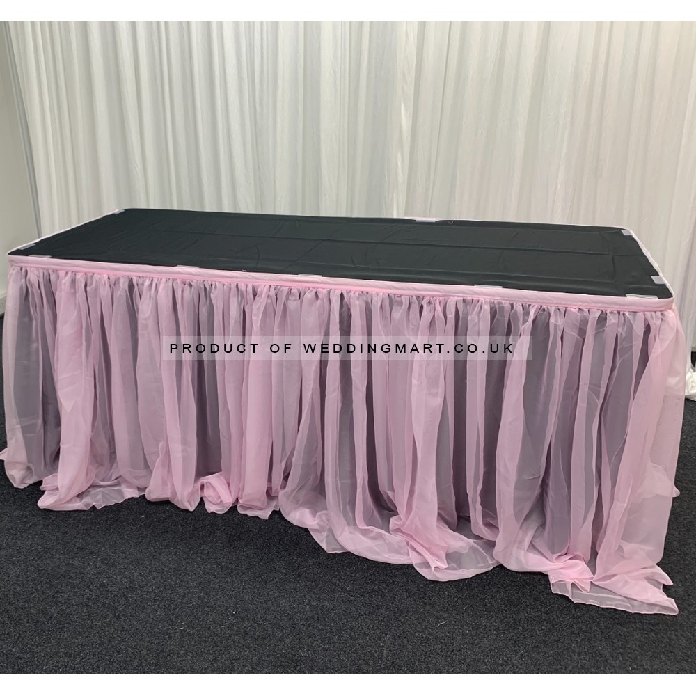 Pink Luxury Wedding Party Voil Table Skirt for Top table and Cake Table Decorations