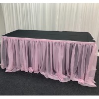 4m Luxury Voil Table Skirt - Pink