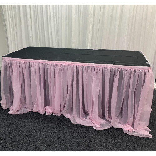 4m Luxury Voil Table Skirt - Pink