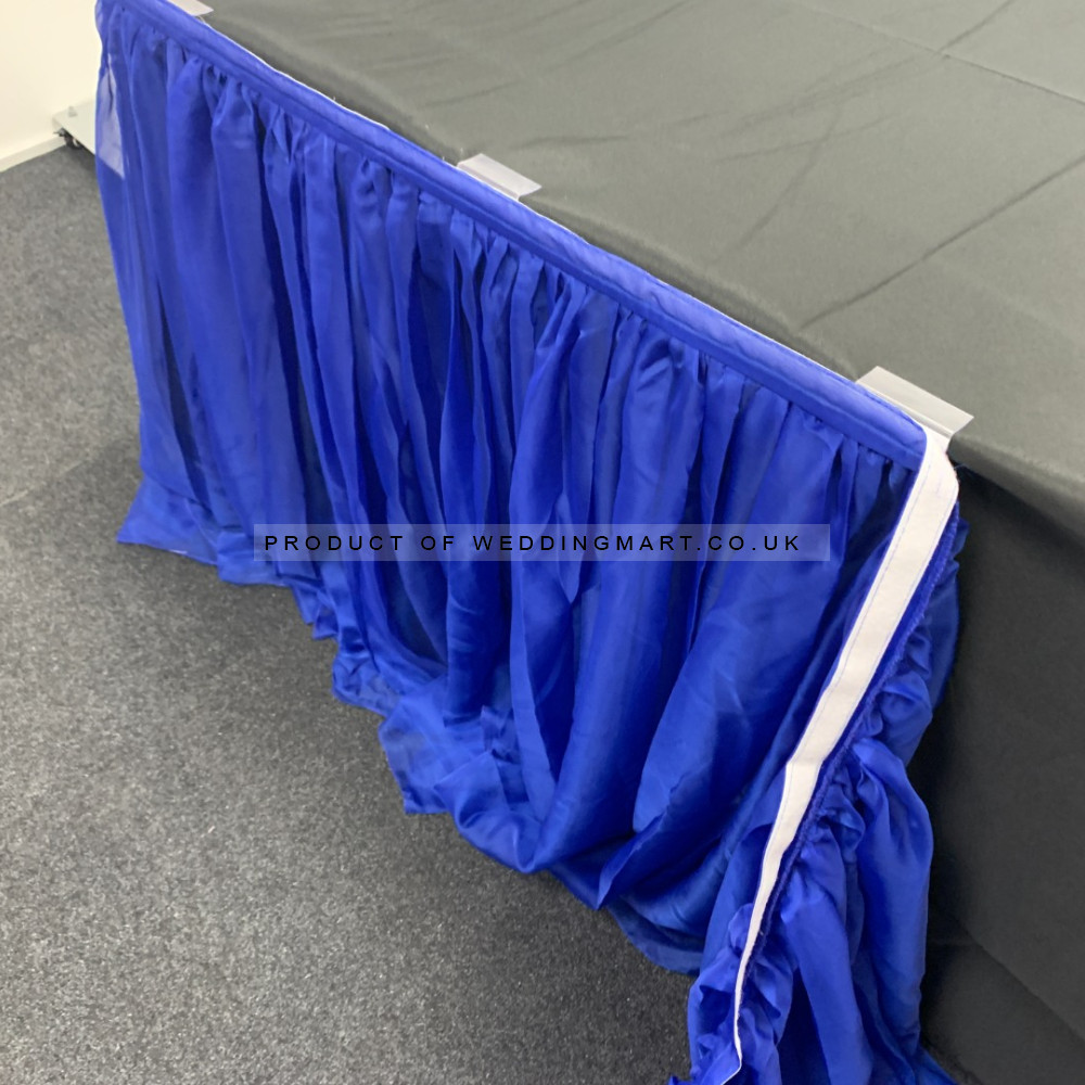 4m Luxury Voil Table Skirt - Royal Blue – Wholesale Luxury Voil Table Skirts for Wedding Decorators | WeddingMart