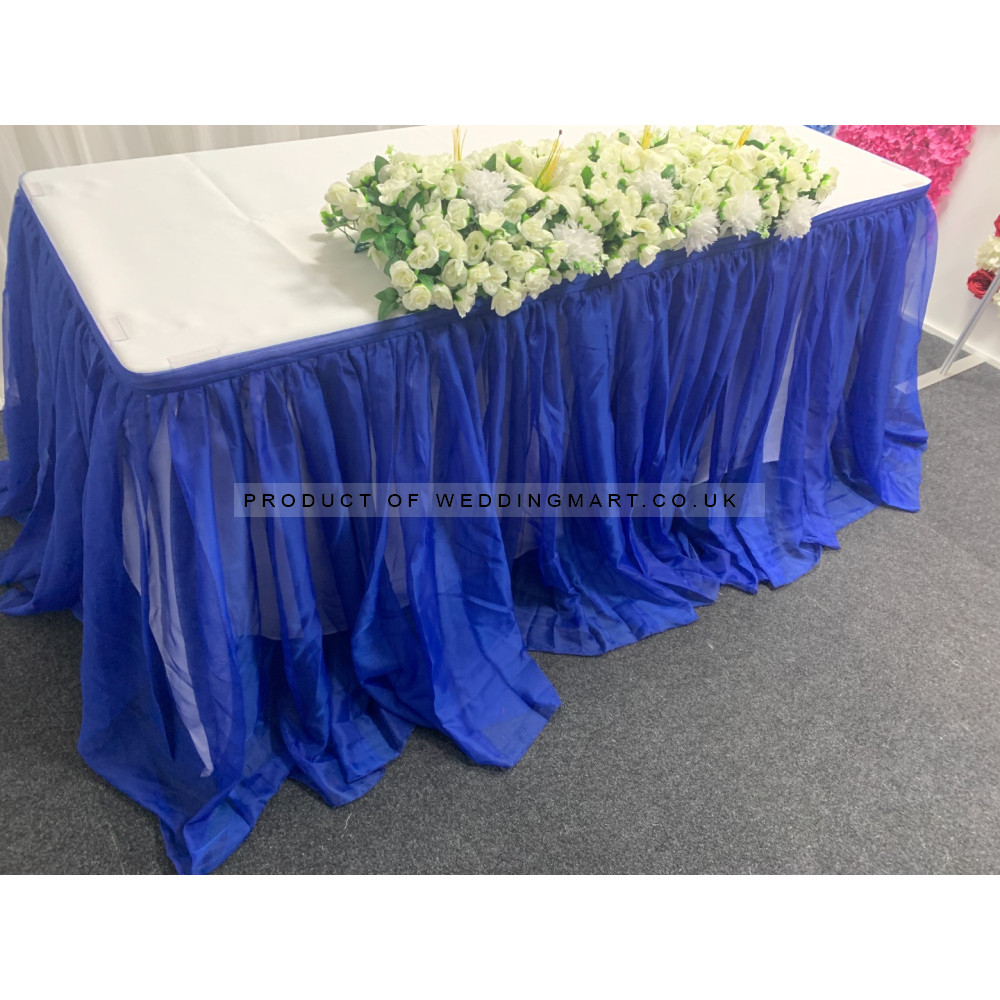 4m Luxury Voil Table Skirt - Royal Blue