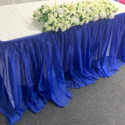 4m Luxury Voil Table Skirt - Royal Blue – Wholesale Luxury Voil Table Skirts for Wedding Decorators | WeddingMart