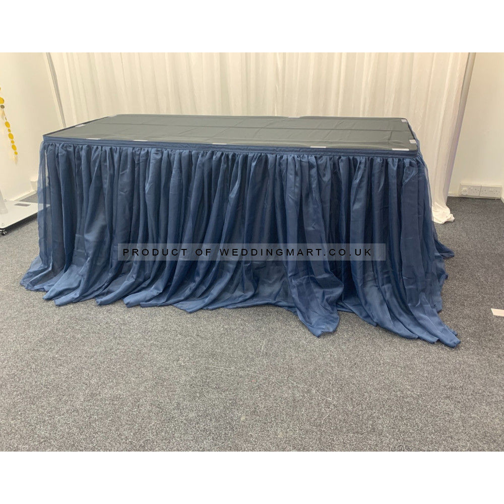 4m Luxury Voil Table Skirt - Navy Blue